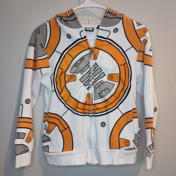 Star Wars Other - Starwars BB-8 White Orange Zip Up Hoodie Youth Size Medium